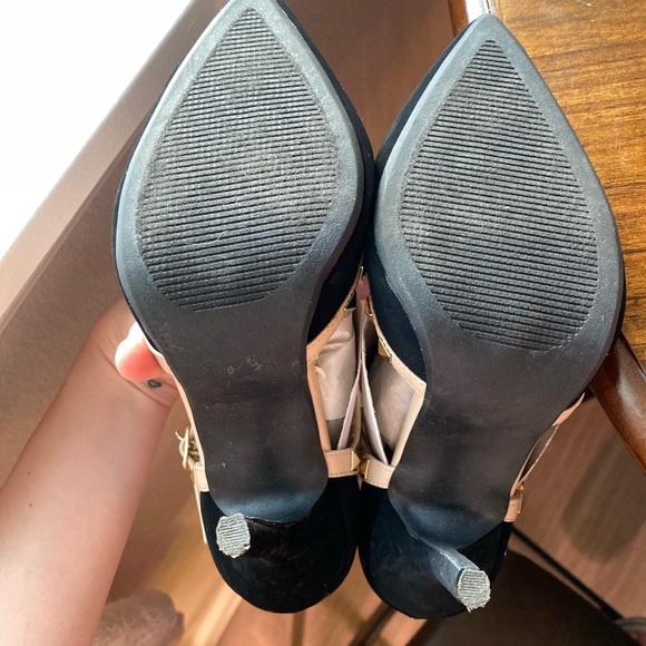 T-Strap Studded Heels in Black Suede - Picture 4 of 5